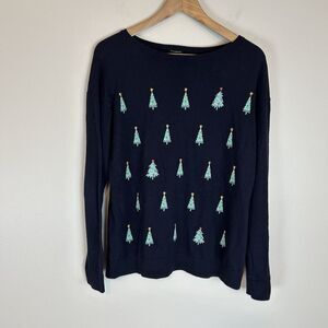 Novelty Talbots Christmas Tree Sweater Embroidered Size S Crew Pullover